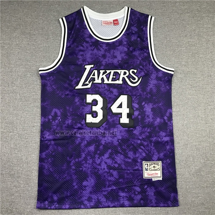 Camiseta Los Angeles Laker Shaquille O'neal #34 Galaxy Violeta